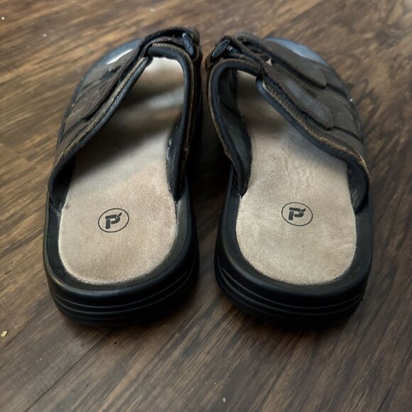 Propet Mens Vero Sandals Brown Leather Double Strap Slides Size 13 D MSV003L - Picture 3 of 6